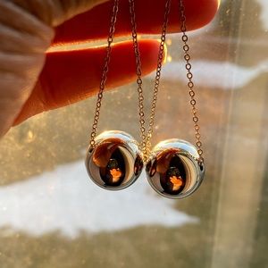 Bloomingdale’s Aqua Silver ball drop earrings